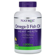 Рыбий жир (Omega-3 Fish oil), Natrol, вкус лимона, 1000 мг, 60 капсул - фото