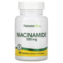 Ниацинамид, Niacinamide, Nature's Plus, 500 мг, 90 таблеток - фото