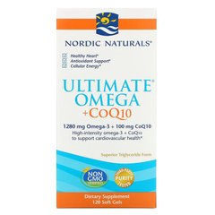 Омега + коензим, Ultimate Omega + CoQ10, Nordic Naturals, 1000 мг, 120 гелевих капсул - фото