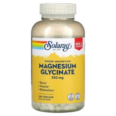 Solaray, Гліцинат магнію для кращого засвоєння, 350 мг, 240 вегетаріанських капсул (SOR-89504) - фото