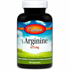 L-аргинин, Carlson Labs, 675 мг, 90 капсул, - фото