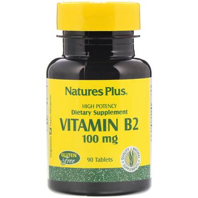 Рибофлавін, Вітамін B-2, Vitamin B-2, Nature's Plus, 100 мг, 90 таблеток - фото