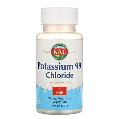 Калий хлорид, Potassium Chloride, Kal, 99 мг, 100 таблеток - фото