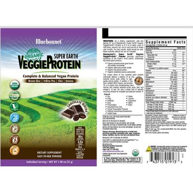 Органический растительный протеин, Super Earth, Bluebonnet Nutrition, вкус моккачино, 8 пакетиков - фото