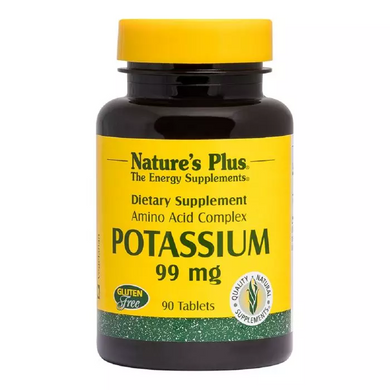 Калій, Potassium, Nature's Plus, 99 мг, 90 таблеток - фото