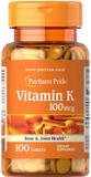 Витамин К, Vitamin K, Puritan's Pride, 100 мкг, 100 таблеток, фото
