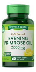 Масло вечерней примулы, Evening Primrose Oil, Nature's Truth, 2000 мг, 60 гелевых таблеток - фото