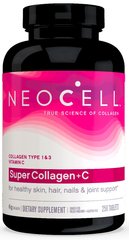 Супер Коллаген, Тип 1 и 3, Collagen + C, Neocell, 6000 мг, 250 таблеток - фото