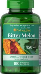 Горькая дыня, Bitter Melon, Puritan's Pride, 450 мг, 100 капсул - фото