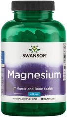 Магній, Magnesium, Swanson, 200 мг, 250 капсул - фото