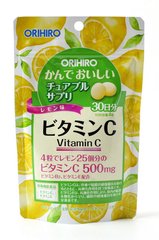 Комплексная добавка Витамин С 60 г, Orihiro, вкус лимон, 120 таблеток - фото