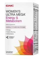 Витамины и минералы, WOMENS ULTRA MEGA ENERGY METABOLISM, Gnc, 180 капсул - фото