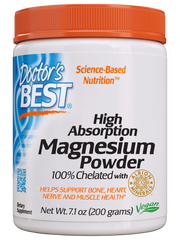 Магний хелат, High Absorption Magnesium Powder 100% Chelated with Albion Minerals, Doctor's Best, 200 мг, порошок 200 г - фото