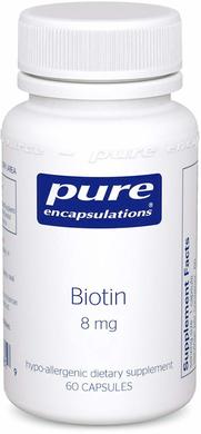 Биотин, Biotin, Pure Encapsulations, 8 мг, 60 капсул - фото