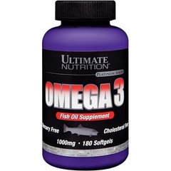 Омега 3, 1000 мг, Ultimate Nutrition, 180 капсул - фото
