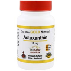 Астаксантин, Astaxanthin, California Gold Nutrition, 12 мг, 30 капсул - фото