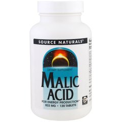 Яблочная кислота, Malic Acid, Source Naturals, 833 мг, 120 таблеток - фото