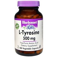 Тирозин, L-Tyrosine, Bluebonnet Nutrition, 500 мг, 100 капсул - фото
