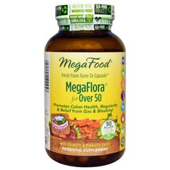Пробиотики MegaFlora for Over 50, Probiotic with Turmeric, MegaFood, 90 капсул - фото