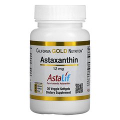 Астаксантин, Astaxanthin, California Gold Nutrition, 12 мг, 30 капсул - фото
