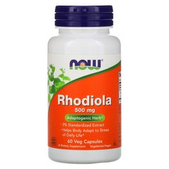 Родиола розовая (Rhodiola), Now Foods, 500 мг, 60 капсул - фото