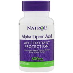 Альфа-липоевая кислота, Alpha Lipoic Acid, Natrol, 600 мг, 30 капсул - фото