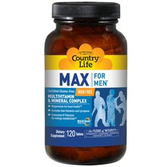 Мультивитамины для мужчин, Multivitamin & Mineral, Country Life, без железа, 120 таблеток - фото