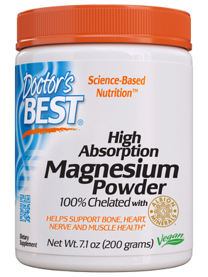 Магній хелат, High Absorption Magnesium Powder 100% Chelated with Albion Minerals, Doctor's Best, 200 мг, порошок 200 г - фото
