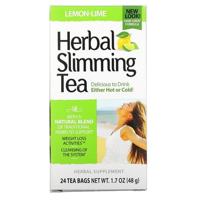 Зелений чай для схуднення (лимон, лайм), Herbal Slimming Tea, 21st Century, 24 пак., 45 г - фото