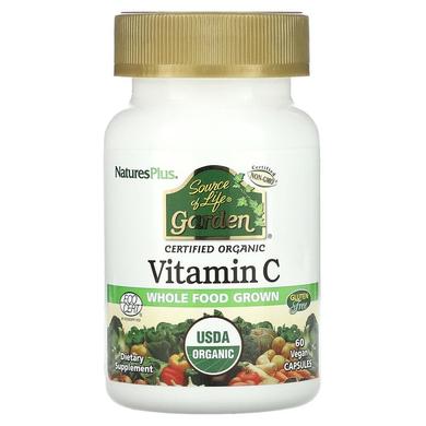 Витамин С, Vitamin C, Nature's Plus, Source of Life Garden, 60 вегетарианских капсул - фото