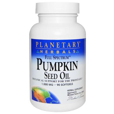 Гарбузова олія, повний спектр, Pumpkin Seed Oil, Planetary Herbals, 1000 мг, 90 гелевих капсул - фото