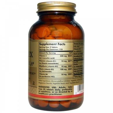 Комплекс вітамінів В + С, B-Complex with Vitamin C, Solgar, стрес формула, 250 таблеток - фото