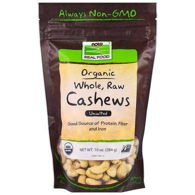 Орехи кешью (сырые), Cashews, Now Foods, Real Food, органик, цельные, 284 г - фото