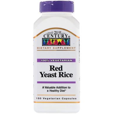 Красный дрожжевой рис, Red Yeast Rice, 21st Century, 150 капсул - фото