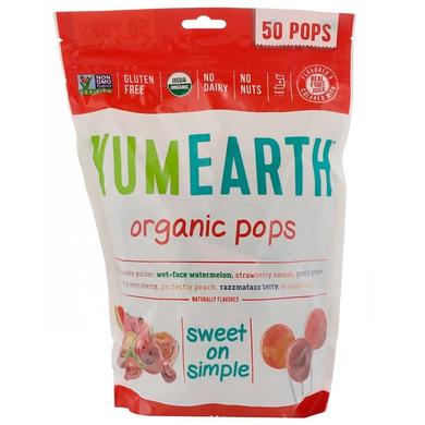 Леденцы с разными фруктовыми вкусами, Pops, YumEarth, органик, 50 шт, 349 г - фото