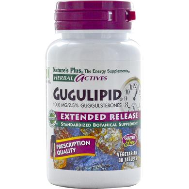 Гуггул, Gugulipid, Nature's Plus, Herbal Actives, 1000 мг, 30 таблеток - фото