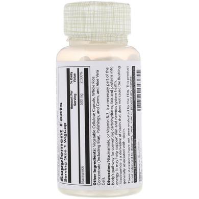 Ниацинамид, Niacinamide, Solaray, 500 мг, 100 капсул - фото