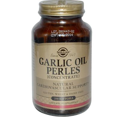 Чесночное масло (Garlic Oil Perles), Solgar, концентрат, 250 капсул - фото