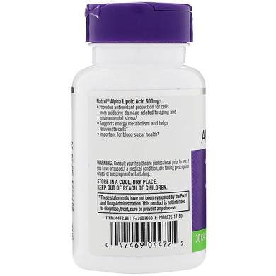 Альфа-липоевая кислота, Alpha Lipoic Acid, Natrol, 600 мг, 30 капсул - фото