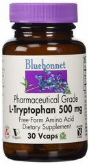 L-Триптофан 500 мг, Bluebonnet Nutrition, 30 капсул - фото