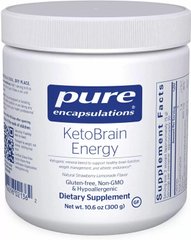Кетони для енергії мозку і спортивної витривалості, KetoBrain Energy, Pure Encapsulations, полунично-лимонадний смак, 300 г - фото