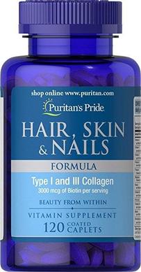 Формула для волосся, шкіри, нігтів, Hair Skin Nails Formula, Puritan's Pride, 120 капсул - фото