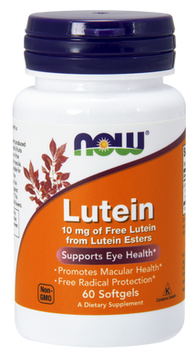 Лютеїн, Lutein, Now Foods, 10 мг, 60 капсул - фото