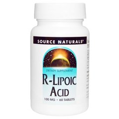R липоевая кислота, R-Lipoic Acid, Source Naturals, 100 мг, 60 таблеток - фото