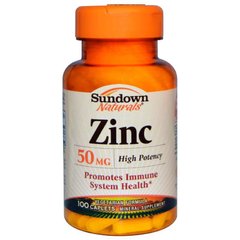 Цинк глюконат, Zinc, Sundown Naturals, 50 мг, 100 - фото