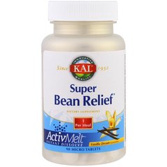 Пищеварительные ферменты, Super Bean Relief, Kal, ваниль, 90 таблеток - фото