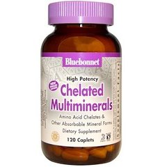 Мультиминералы, Chelated Multiminerals, Bluebonnet Nutrition, High Potency, 120 капсул - фото