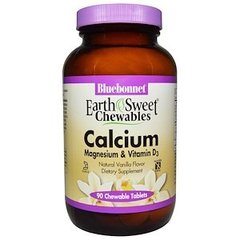 Кальцій і магній+Д3, Calcium, Magnesium & Vitamin D3, Bluebonnet Nutrition, 90 жувальних таблеток - фото
