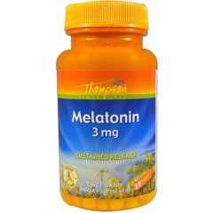 Мелатонин, Melatonin, Thompson, 3 мг, 30 таблеток - фото
