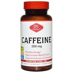 Кофеїн, 200 мг, Olympian Labs Inc, 100 капсул - фото